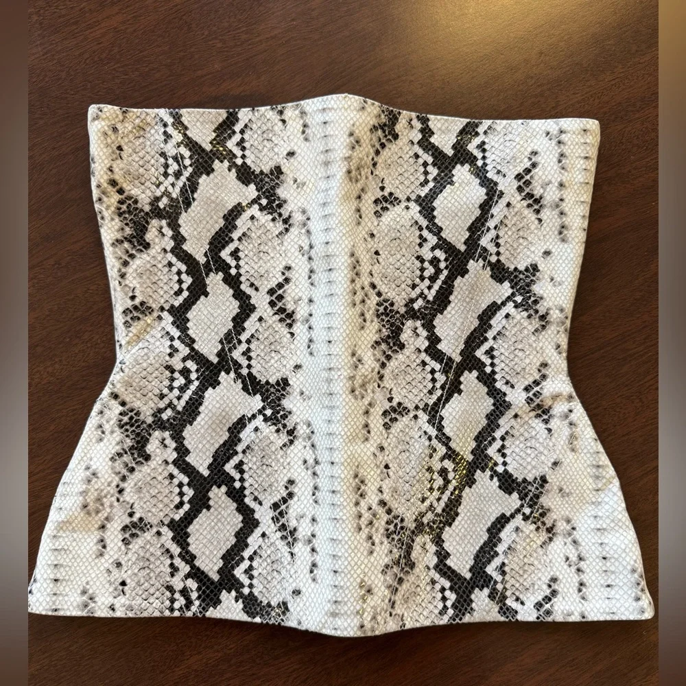Retrofete Leather Snakeskin Print Sleeveless Corset Top - Picture 4 of 12